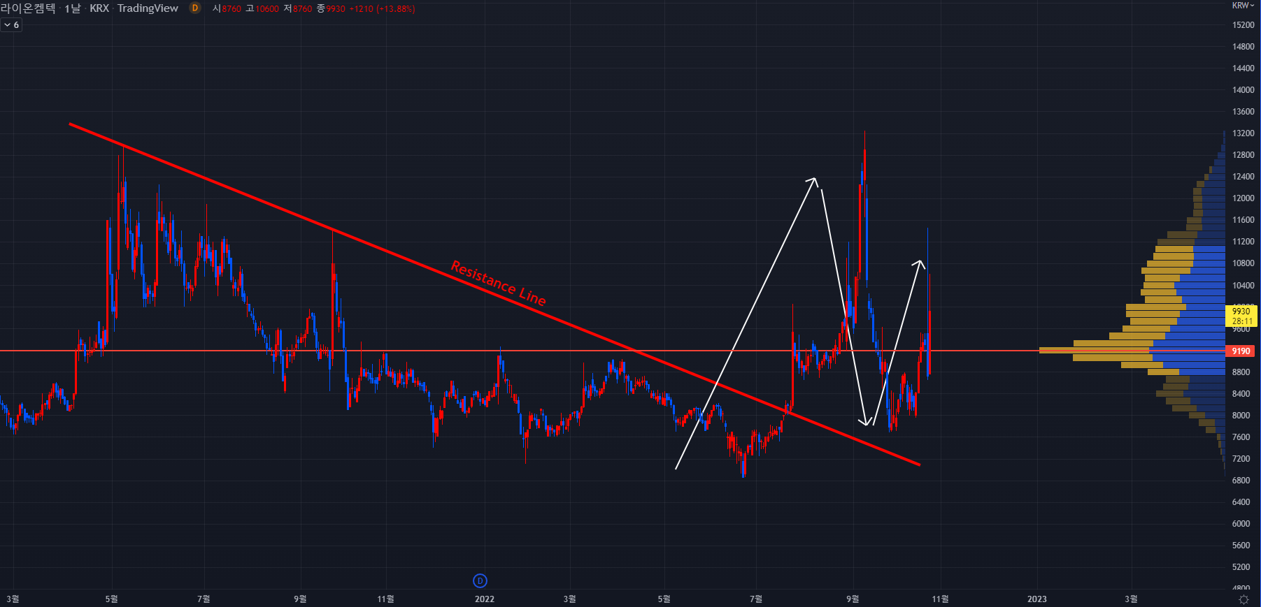 라이온켐텍 2022-10-25 일봉차트