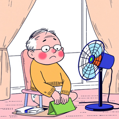 선풍기 앞에 앉은 노인&amp;#44; 전기요금 걱정하는 장면