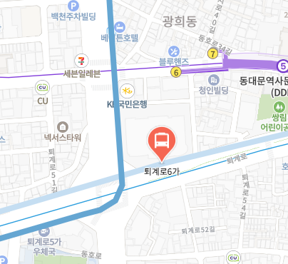 퇴계로6가에서 인천공항 리무진 공항버스(6001번) 지도 위치