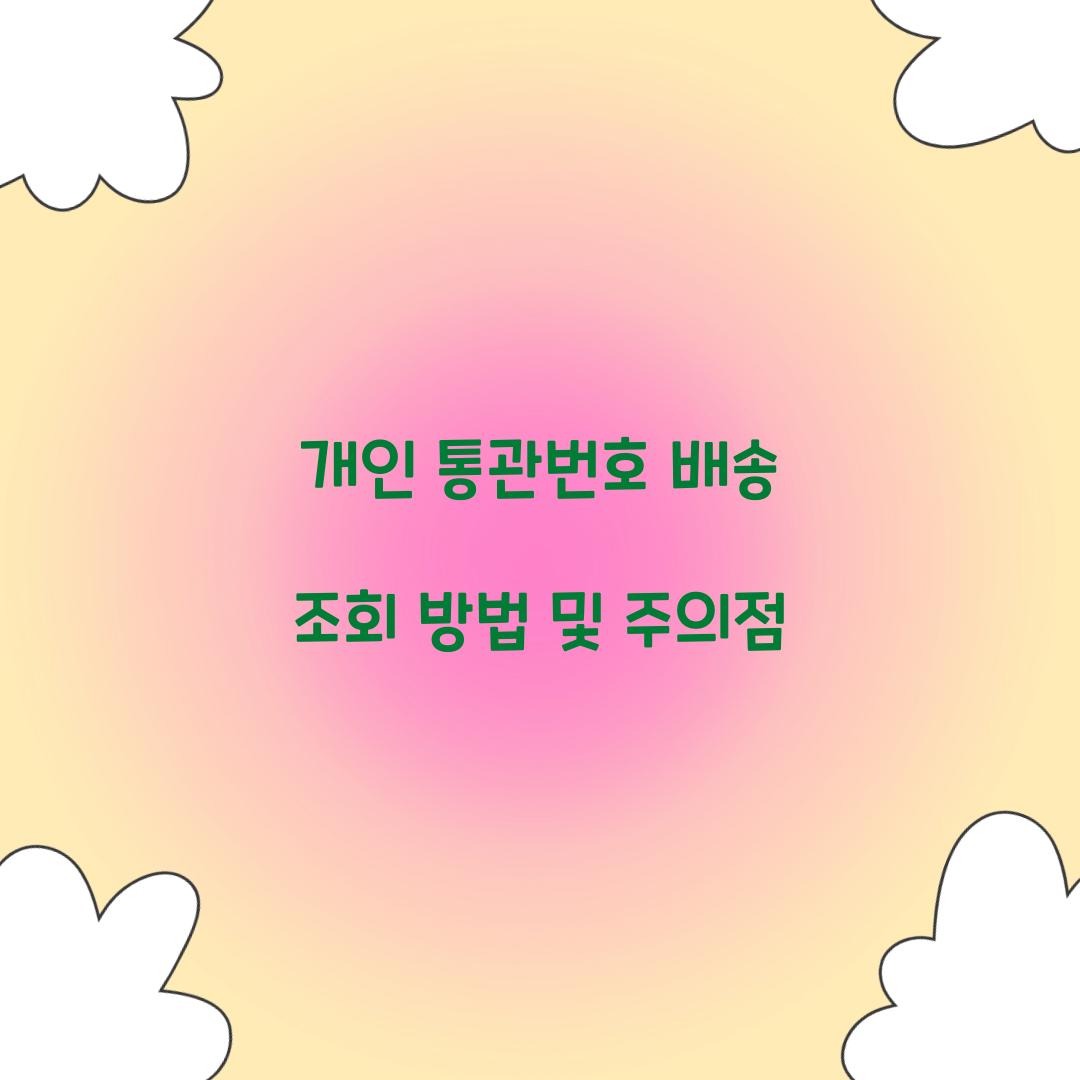 개인 통관번호 배송 조회