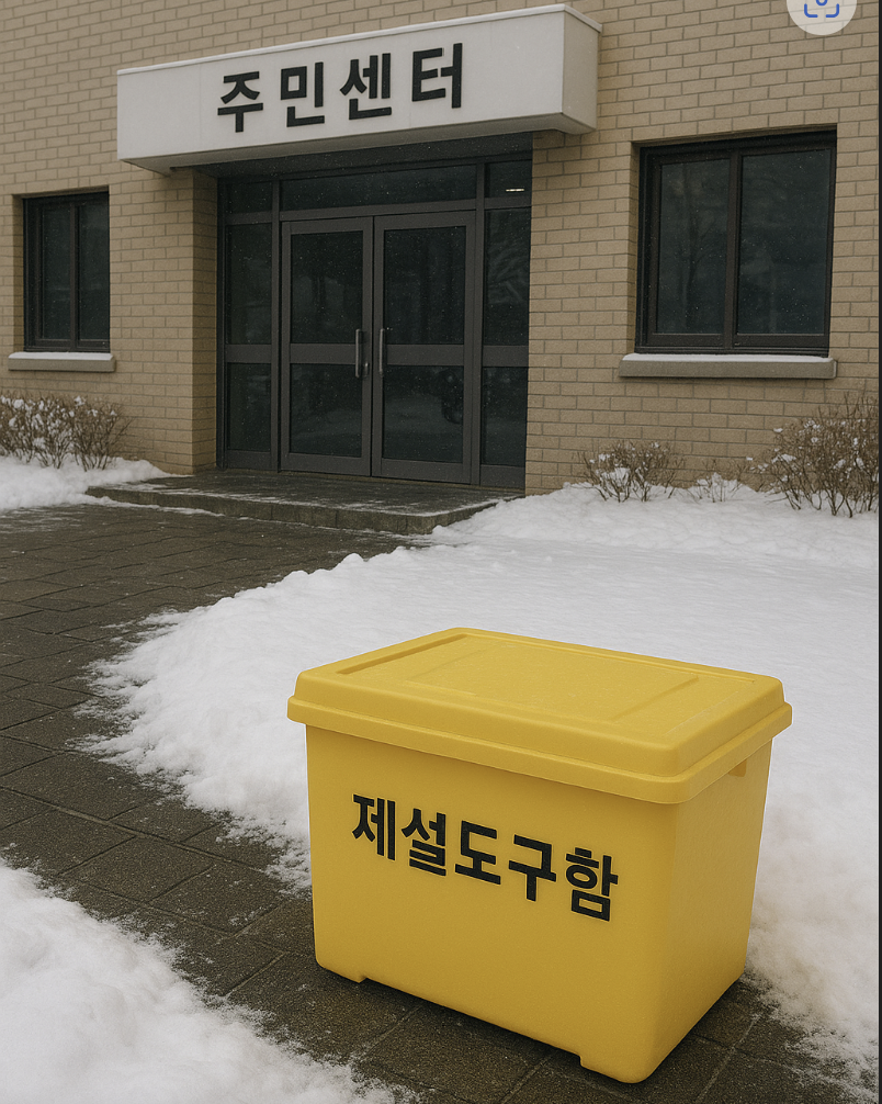 주민센터앞 제설도구함이 놓여진이미지