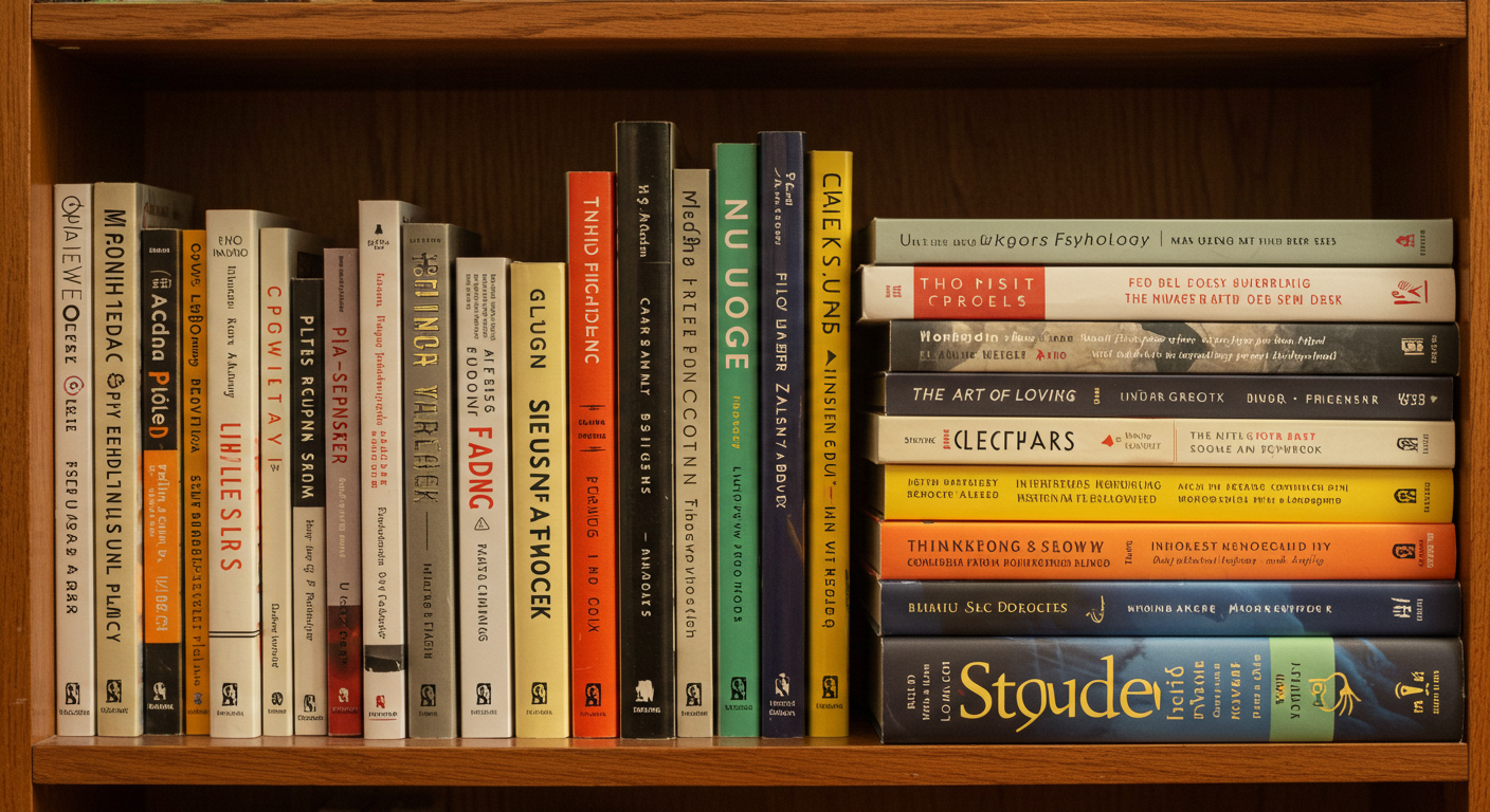 사람 심리를 이해할 수 있는 대표적인 심리학 책들이 놓인 서재 풍경