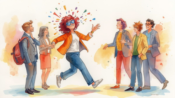 ENTP는 생동감 넘치는 에너지와 유연한 사고를 가진 사람입니다. 새로운 아이디어를 내고, 다양한 사람들과 토론하며, 기존의 틀을 깨는 것에서 기쁨을 느낍니다에 관한 그림