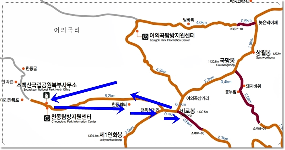 소백산-최단코스-천동탐방지원센터-천동쉼터-천동삼거리-소백산-비로봉-정상-천동탐방지원센터-원점회귀