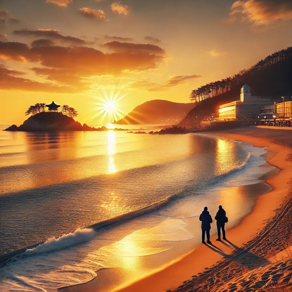 정동진 해변에서의 겨울 해돋이 풍경과 낭만적인 순간