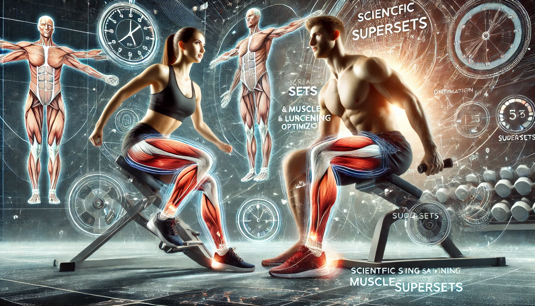 헬스장에서 훈련 중인 남성과 여성