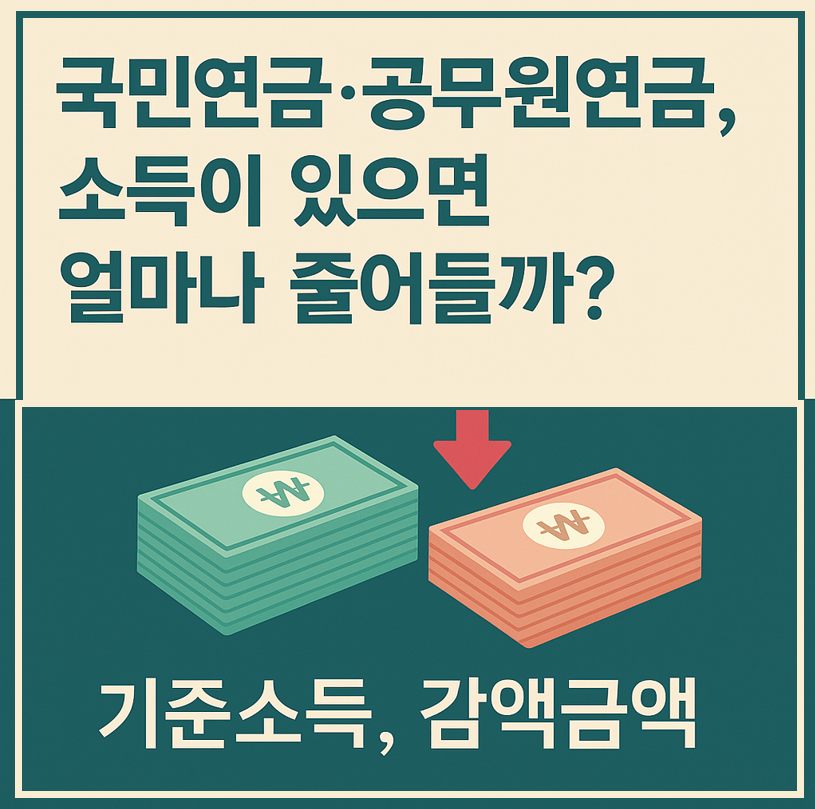 국민연금, 공무원연금 소득이 있으면 얼마나 줄어들까 이미지