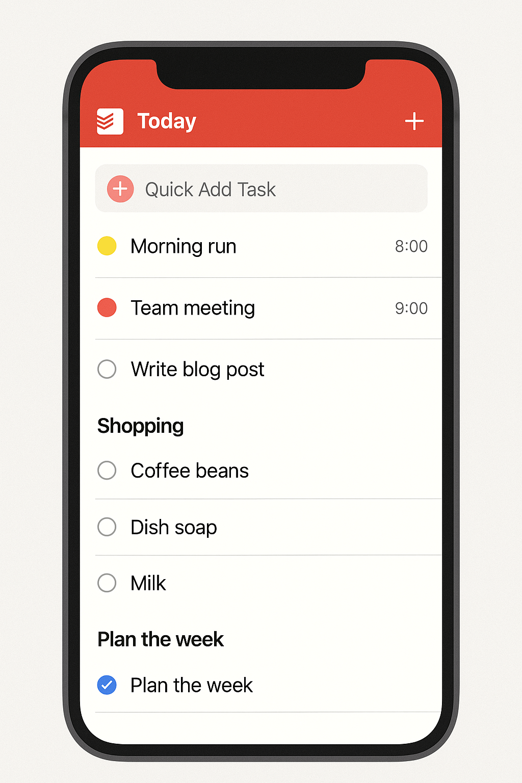 todoist 일정 관리 앱 사용자 화면