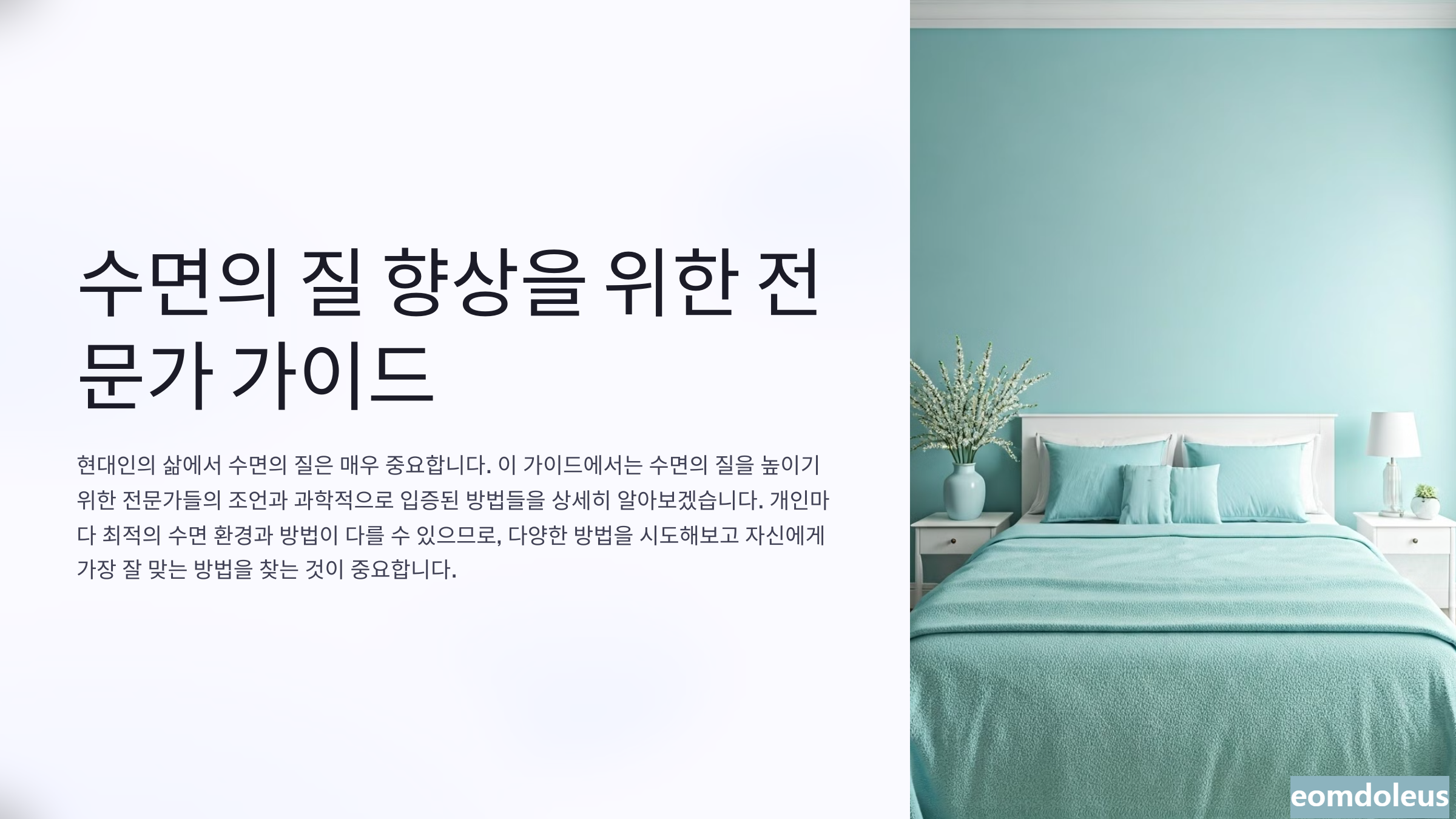 수면의 질 향상을 위한 전문가 가이드