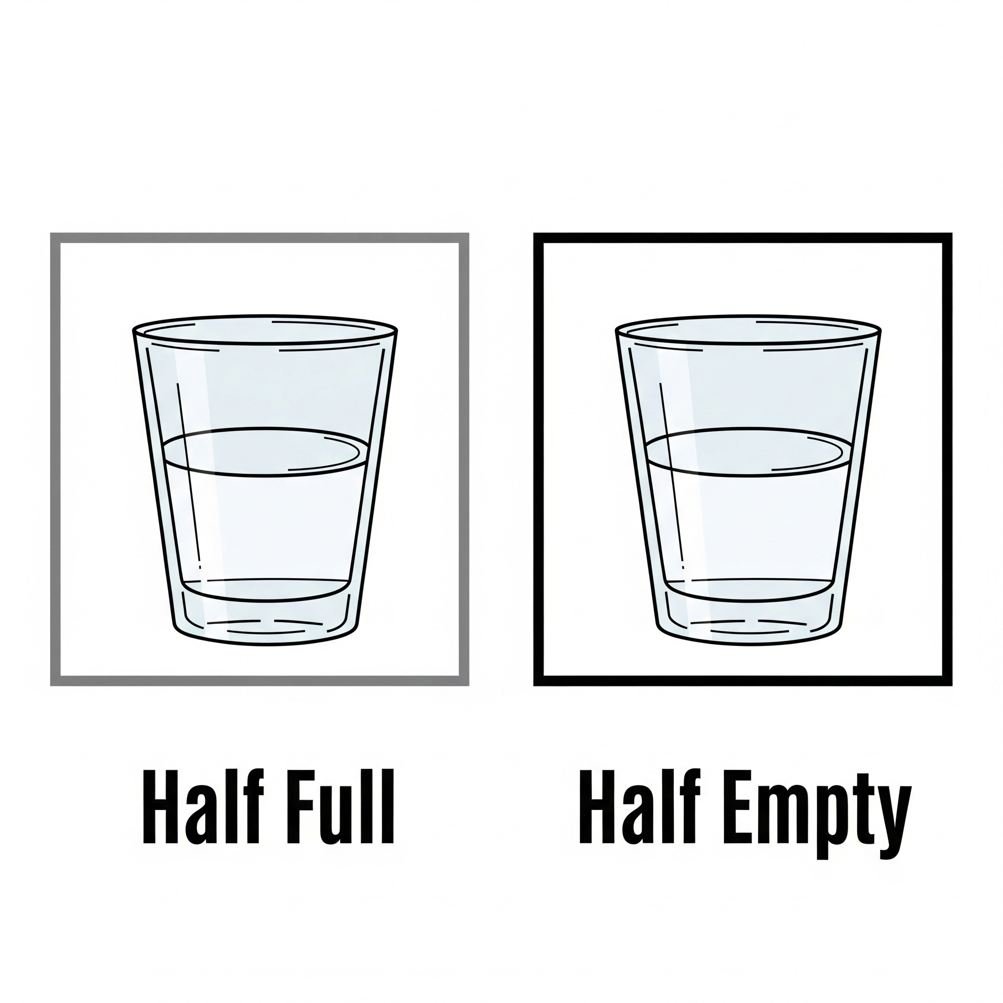물이 반이나 남았네 VS 물이 반밖에 안 남았네 프레이밍 효과에 대한 이미지
