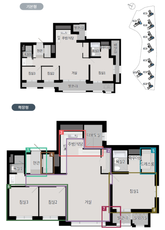 지제역 푸르지오 엘리아츠 - 84B 평면도