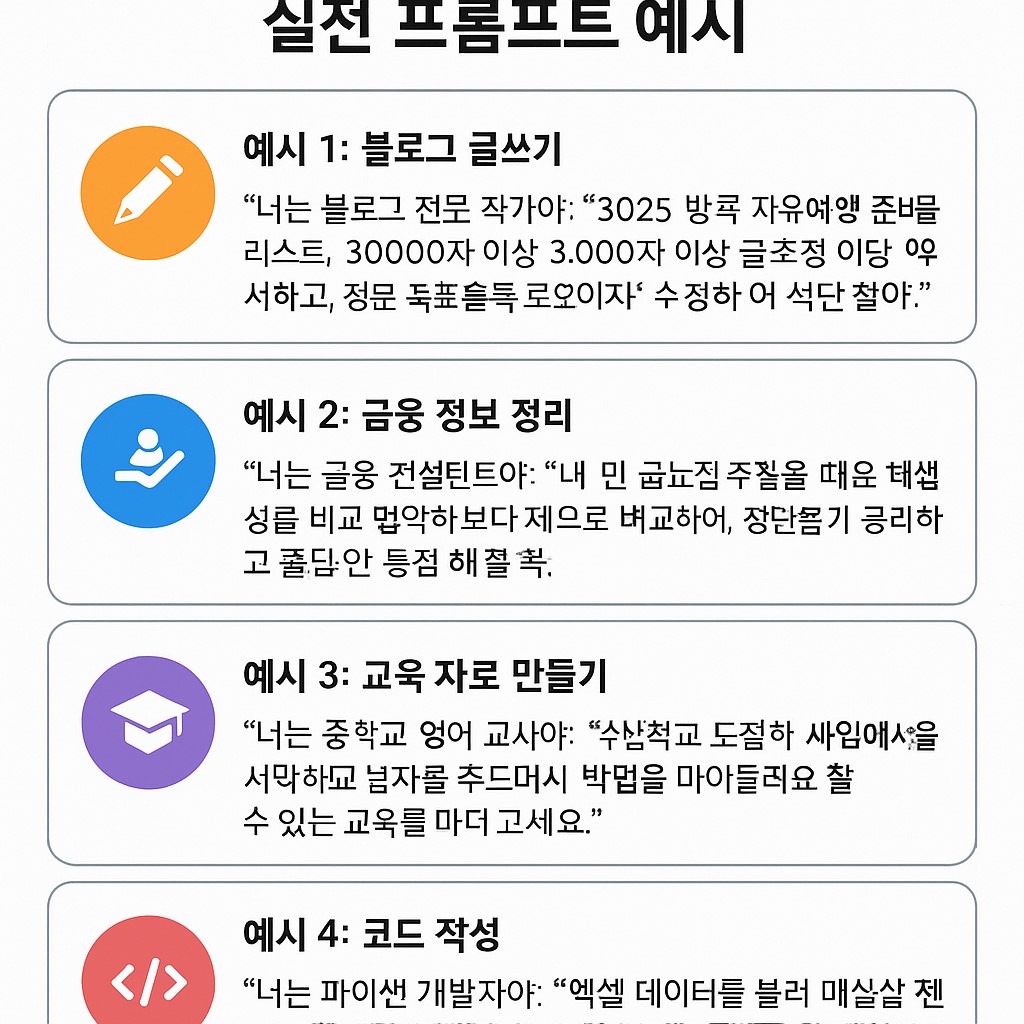 프롬프트 4요소 요약표 인포그래픽
