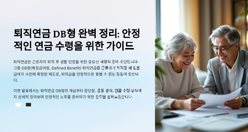 퇴직연금 DB형 완벽 정리 안정적인 연금 수령을 위한 가이드
