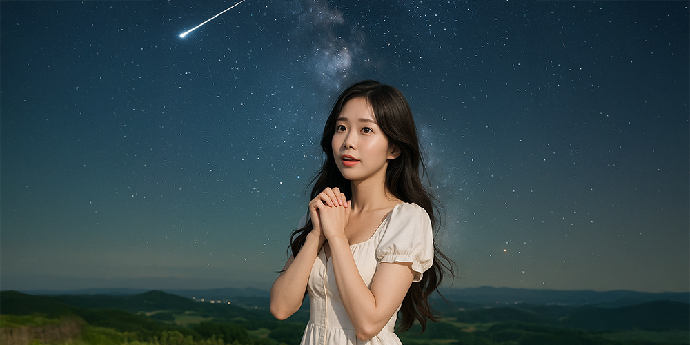 별똥별 보면서 소원 비는 사람