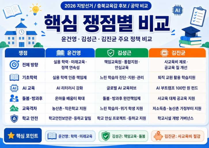 2026 충북교육감 후보 공약 비교