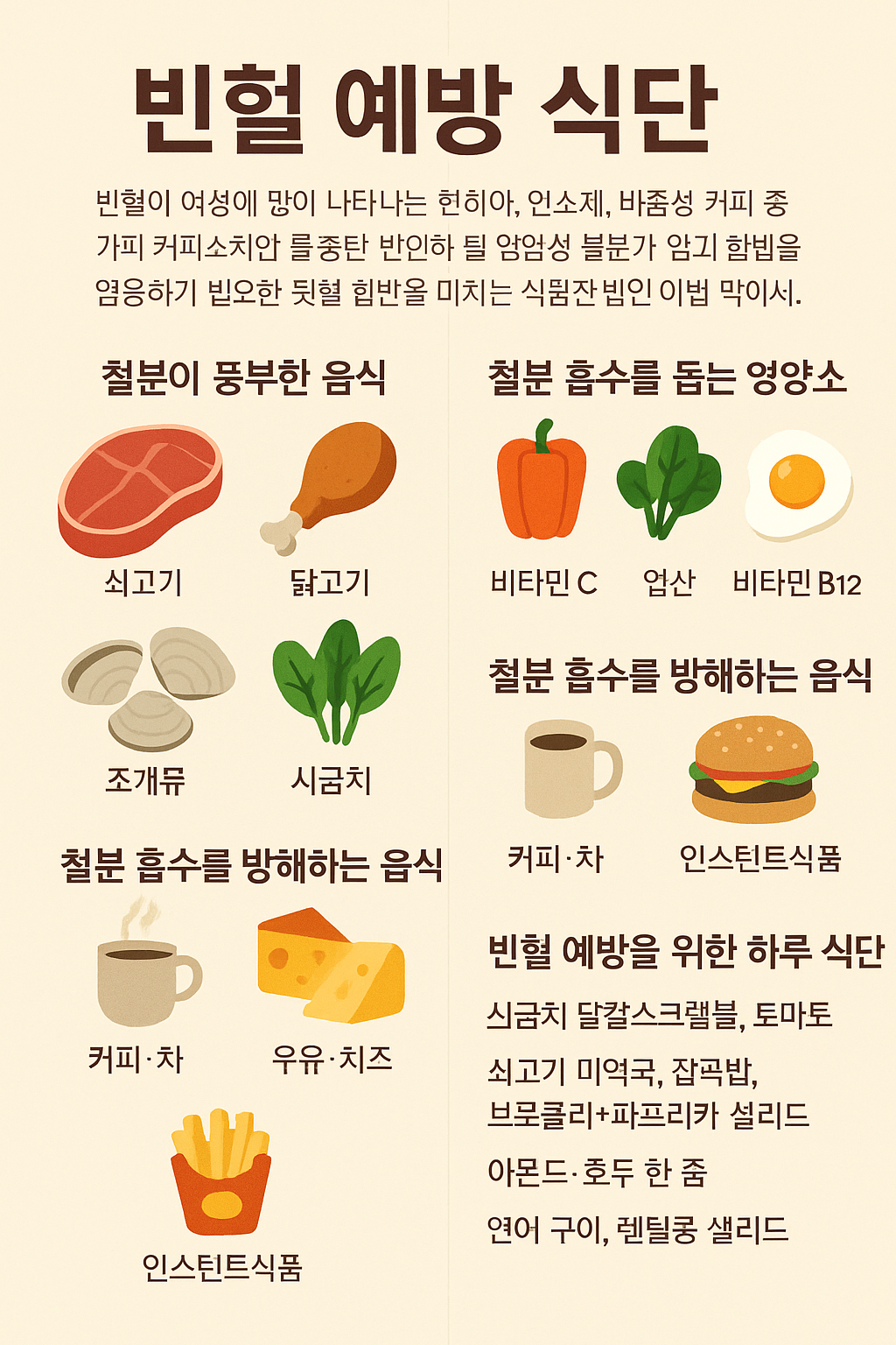 빈혈 예방 식단