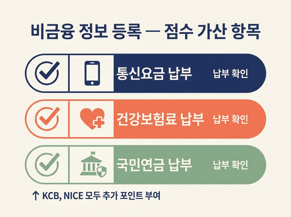 비금융 정보 등록 통신비 건보료 신용점수 가산 방법