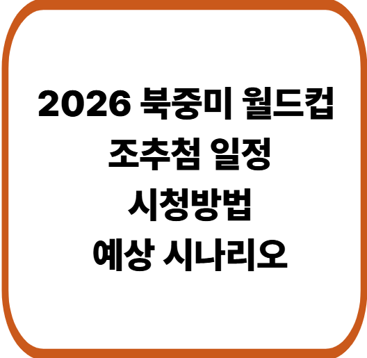 2026 북중미 월드컵 조추첨 일정