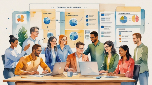 ESTJ는 질서를 만들고, 규칙을 세우며, 사람들을 이끌어 나갑니다. 직설적이고 체계적이며, 늘 책임을 지는 태도를 보입니다에 관한 그림