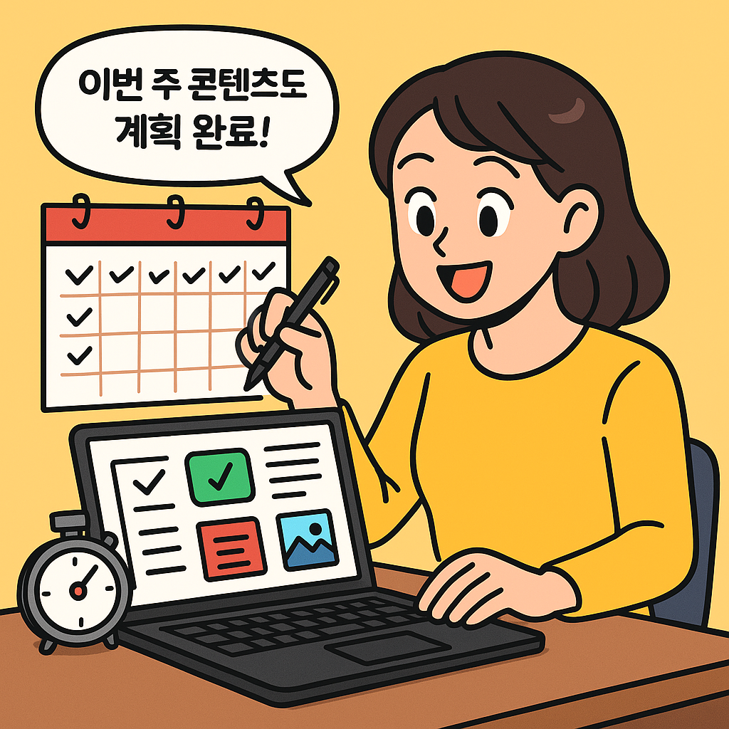 주간 콘텐츠 계획 템플릿 (계획, 일정, 생산성)
