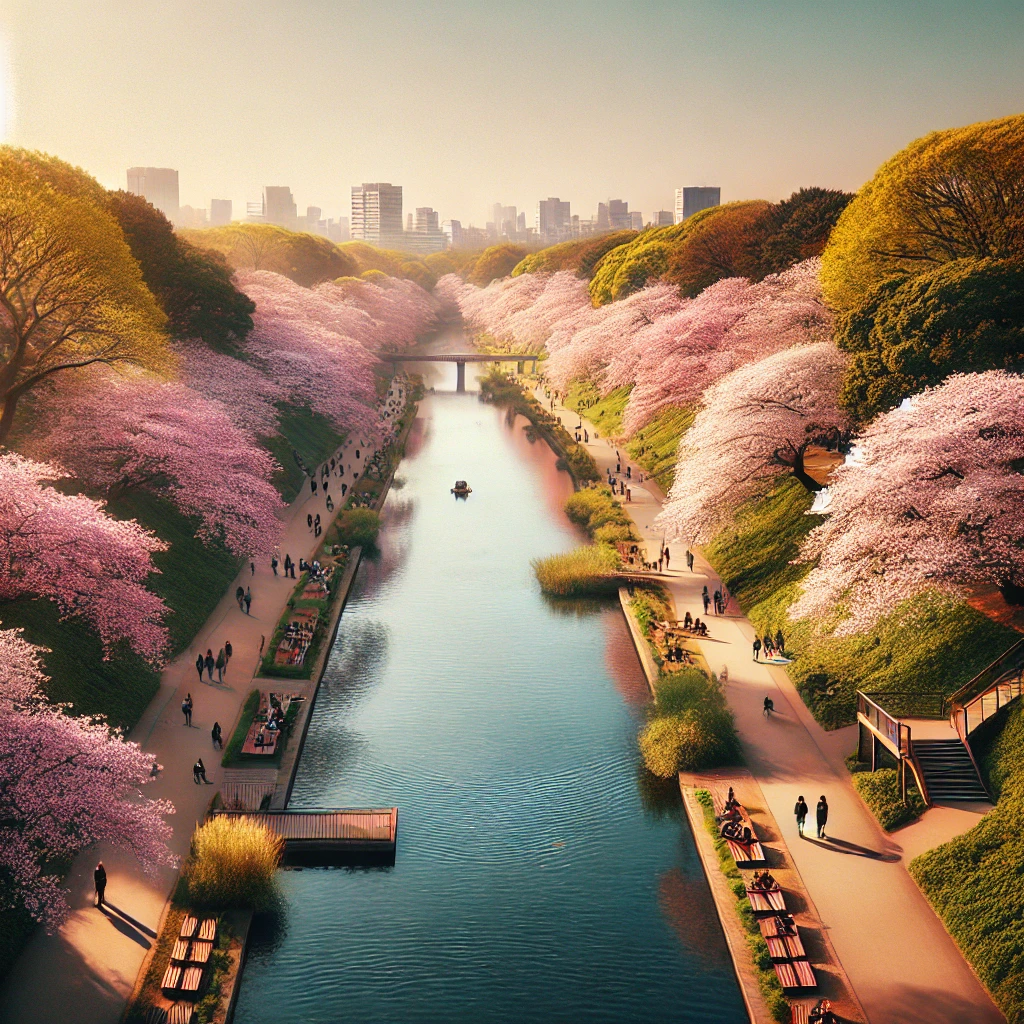 봄의 성남 탄천을 떠올리는 이미지