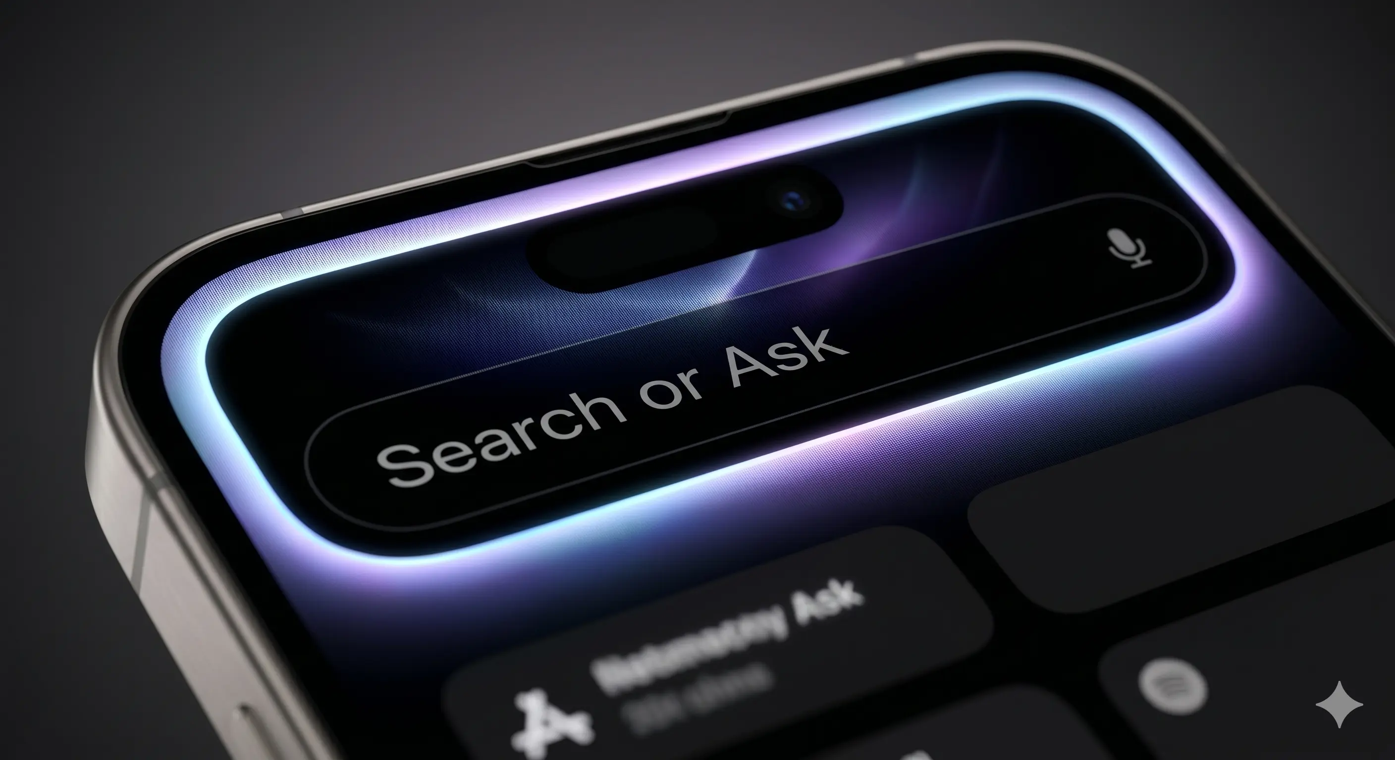 iOS 27의 새로운 다이내믹 아일랜드 기반 Siri 인터페이스 컨셉 이미지