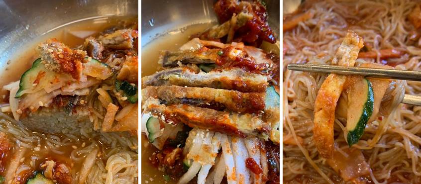 교동특냉면에 올라간 육전 고명