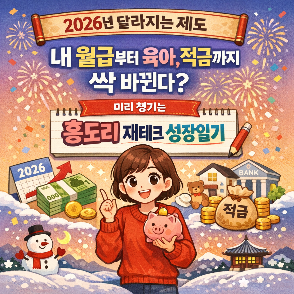 [2026년 달라지는 제도]"내 월급부터 육아, 적금까지 싹 바뀐다?" 미리 챙기는 홍도리 재테크 성장일기