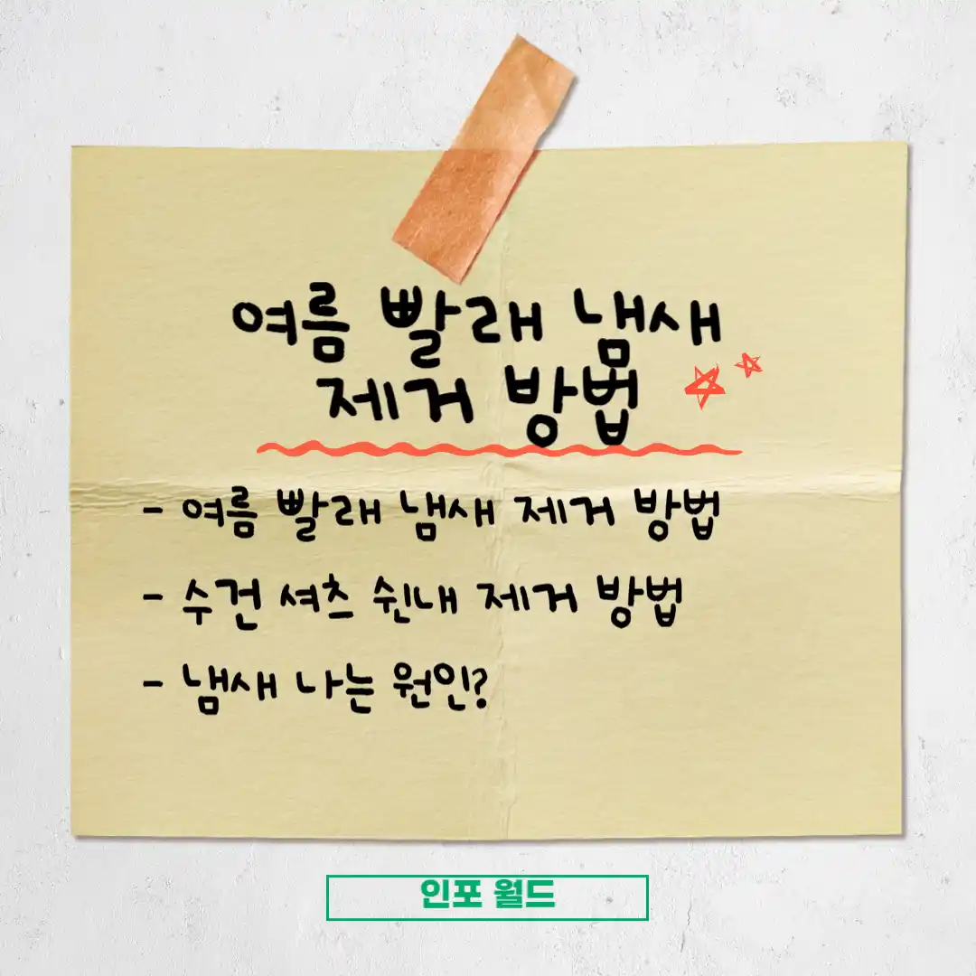 여름 빨래 쉰내 제거 부터 수건 셔츠 냄새 없애는법, 원인 까지