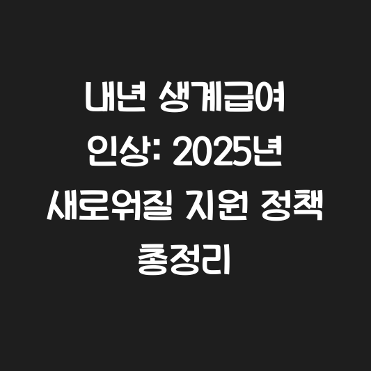 내년 생계급여 인상: 2025년 새로워질 지원 정책 총정리 대표 이미지