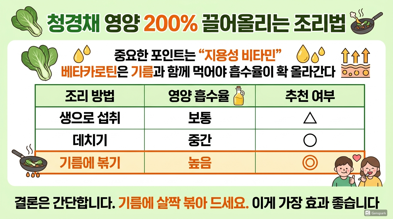 청경채 영양 200% 끌어올리는 조리법