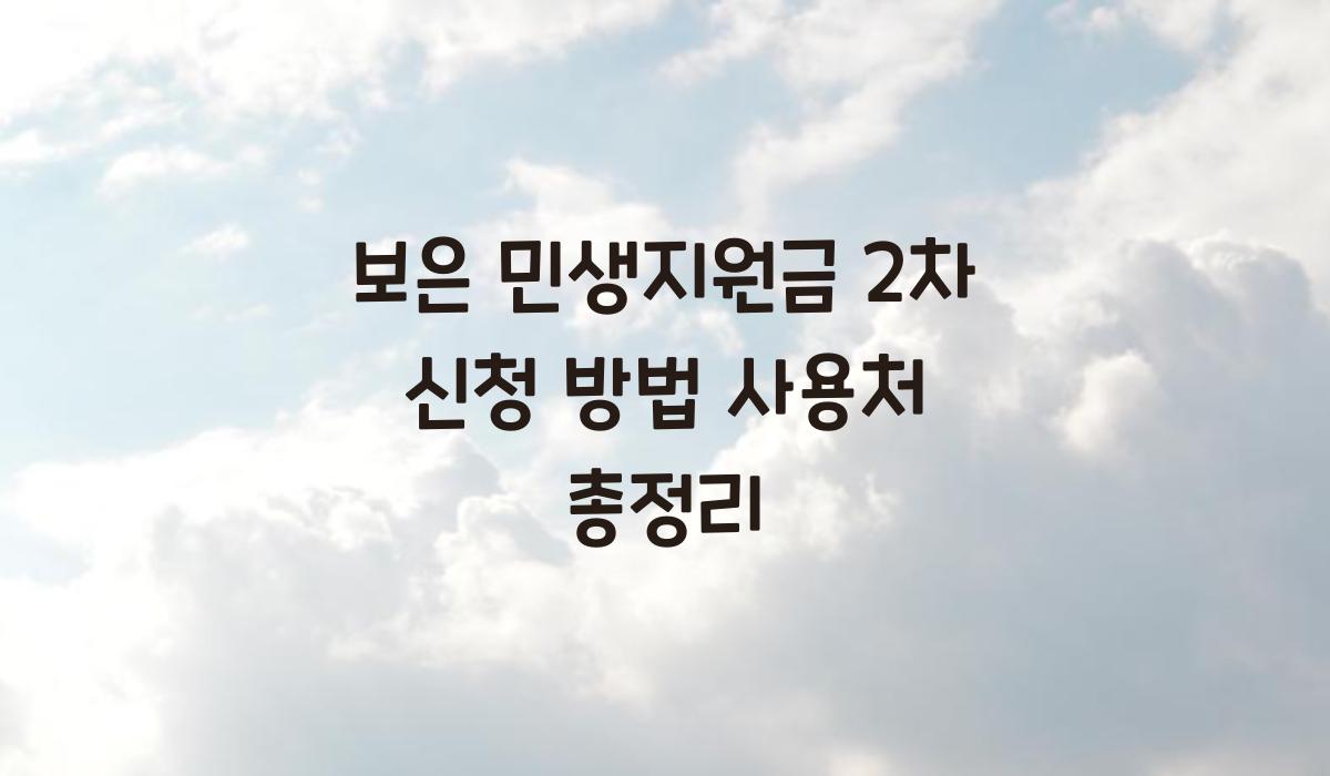 보은 민생지원금 2차 신청 방법 사용처 총정리