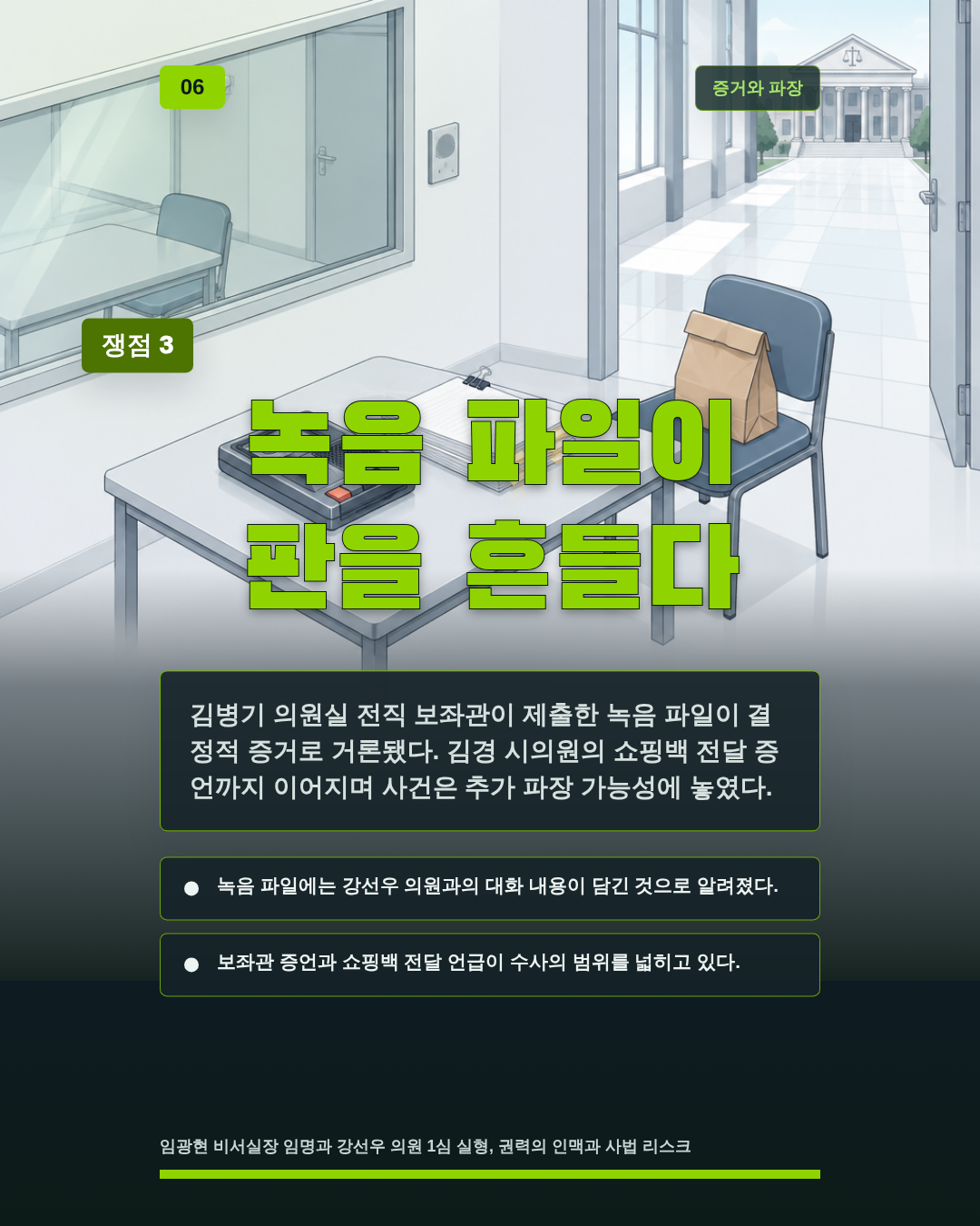 녹음 파일이 판을 흔들다