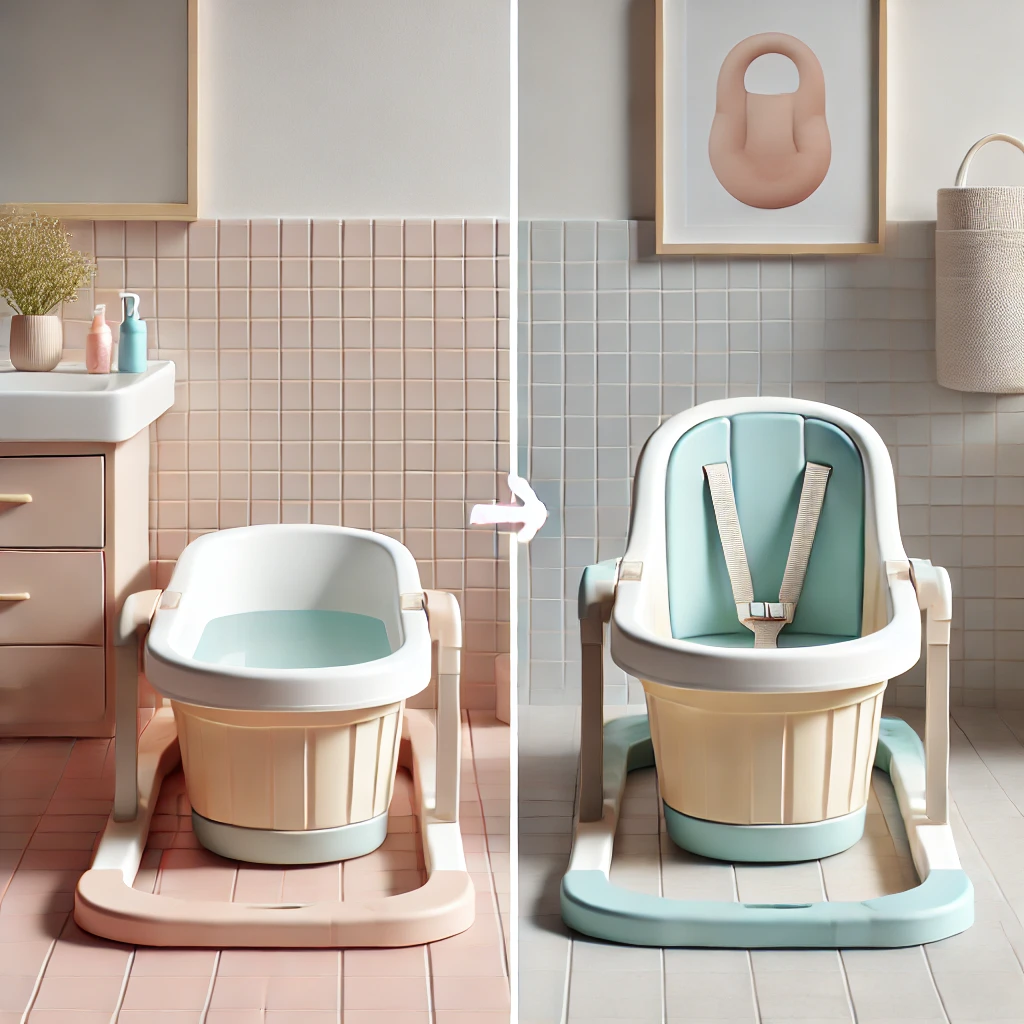 고정형과 접이식 아기욕조 사진