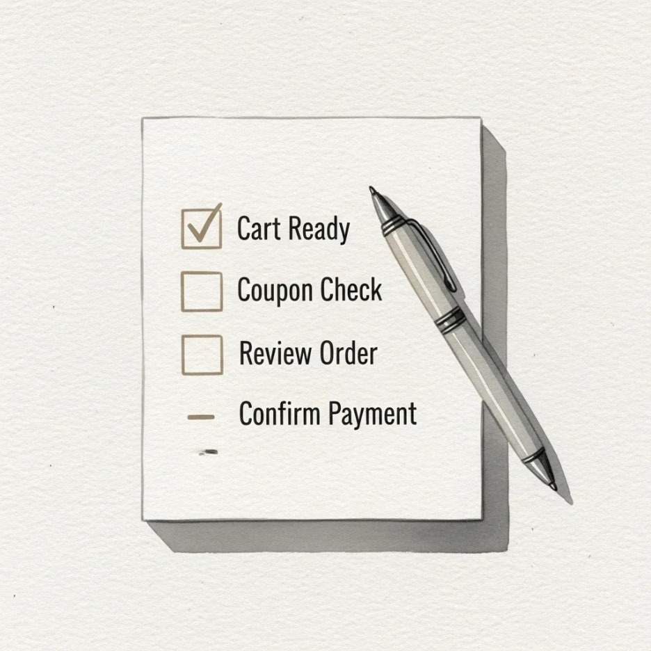 체크리스트가 적힌 노트를 확인하는 모습