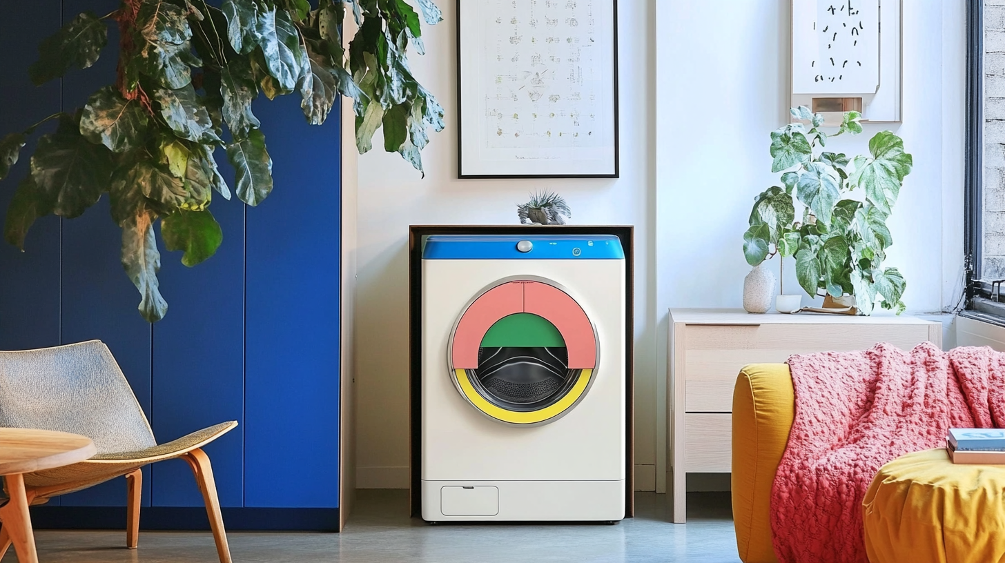 삼성 비스포크 그랑데 AI 원바디 탑핏 세탁기가 다양한 색상으로 현대적인 도시 아파트 인테리어와 완벽하게 어우러지는 모습입니다. 자연광이 은은하게 비추는 아파트 공간에서 세탁기의 세련된 디자인이 인테리어와 조화를 이룹니다.