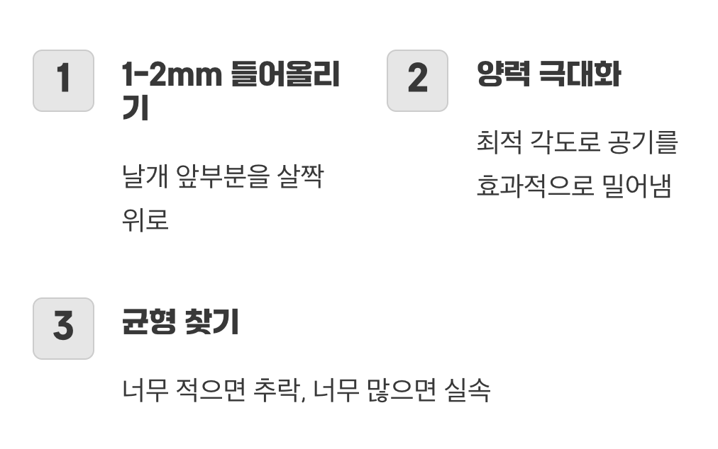 1mm의 마법, 주날개 받음각 조절
