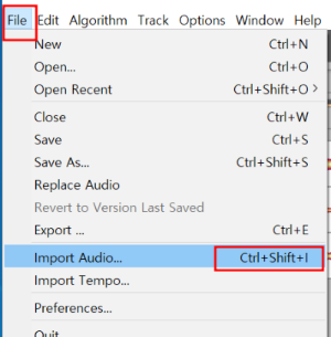 파일 &gt; Import Audio