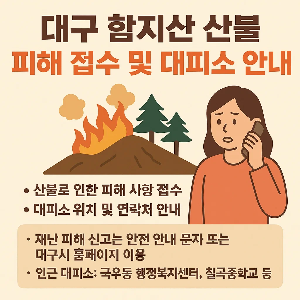 대구 함지산 산불 피해 접수 및 대피소 안내