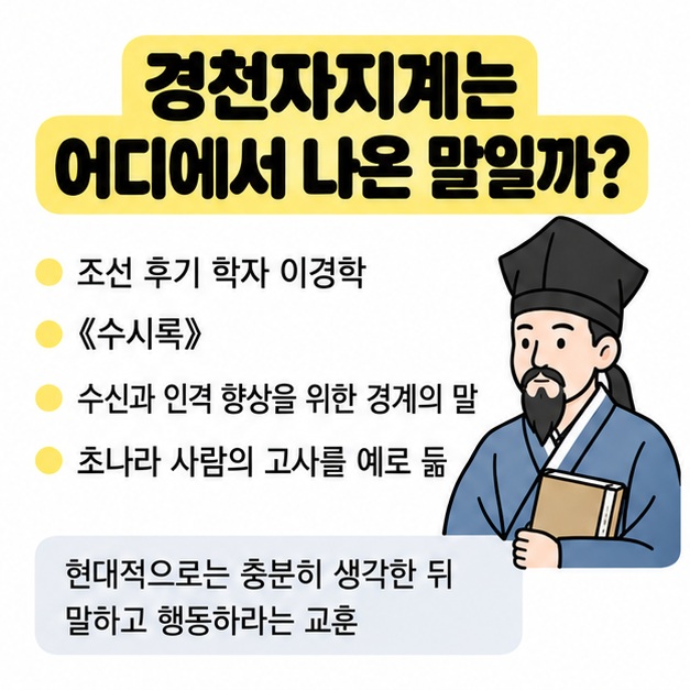 성급한 말과 행동을 삼가자는 현대적 의미를 설명한 카드