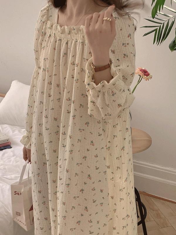 무드문 오밋로즈 요루면 긴팔 원피스 파자마 잠옷