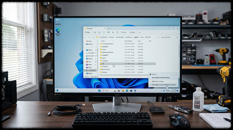Windows 시스템 폴더에서 NGC 폴더를 확인하는 모습