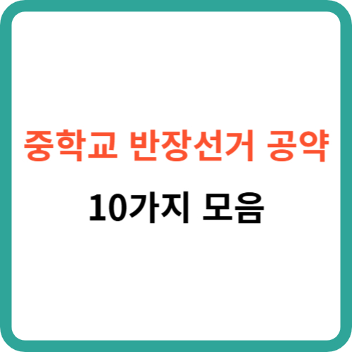 중학교 반장선거 공약 10가지 모음