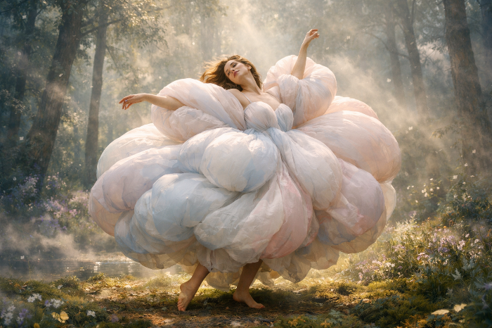 타인의 시선에서 벗어나 신체의 자유를 선사하는 벌룬 실루엣의 해방 미학.