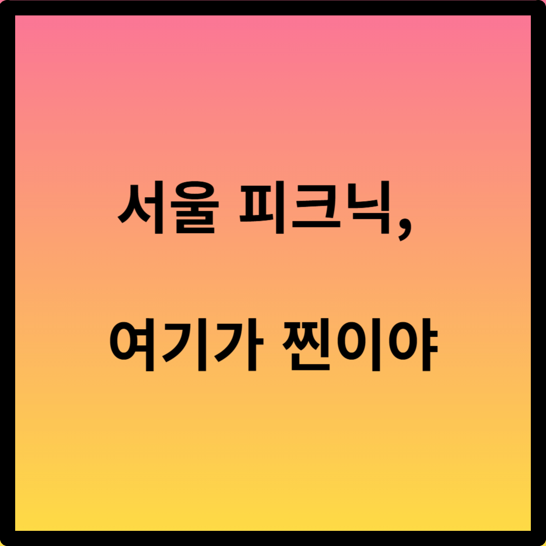 서울 피크닉 추천 장소