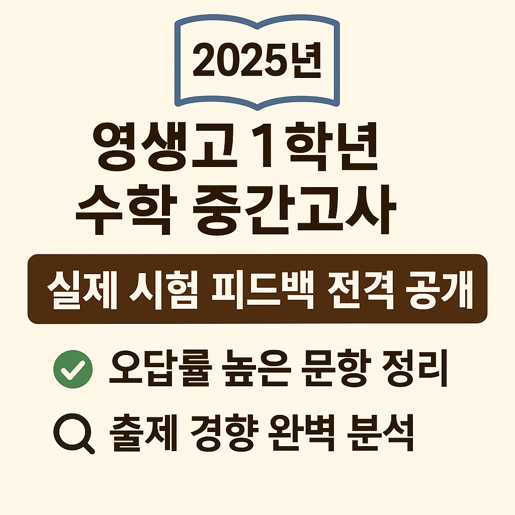 2025년 영생고등학교 1학년 1학기 중간고사 수학 시험 피드백