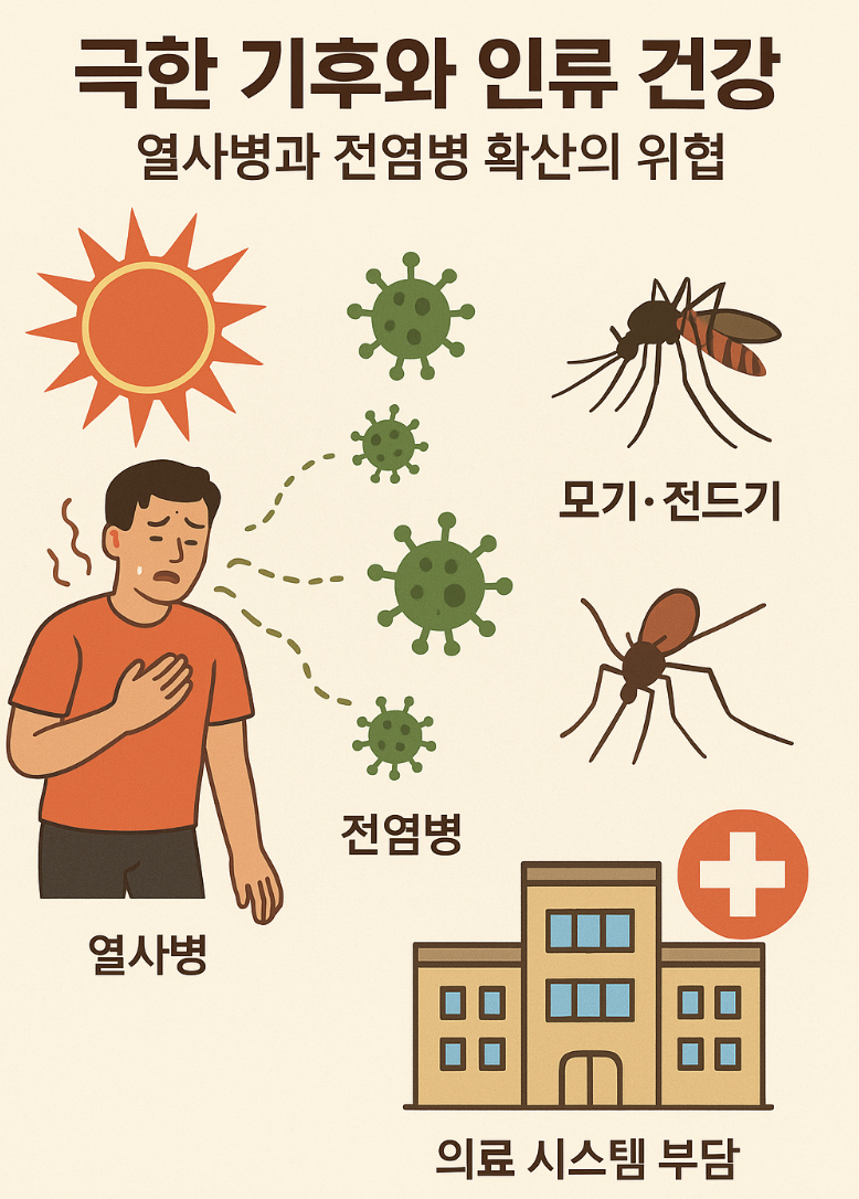 극한 기후와 인류 건강: 열사병과 전염병 확산의 위협
