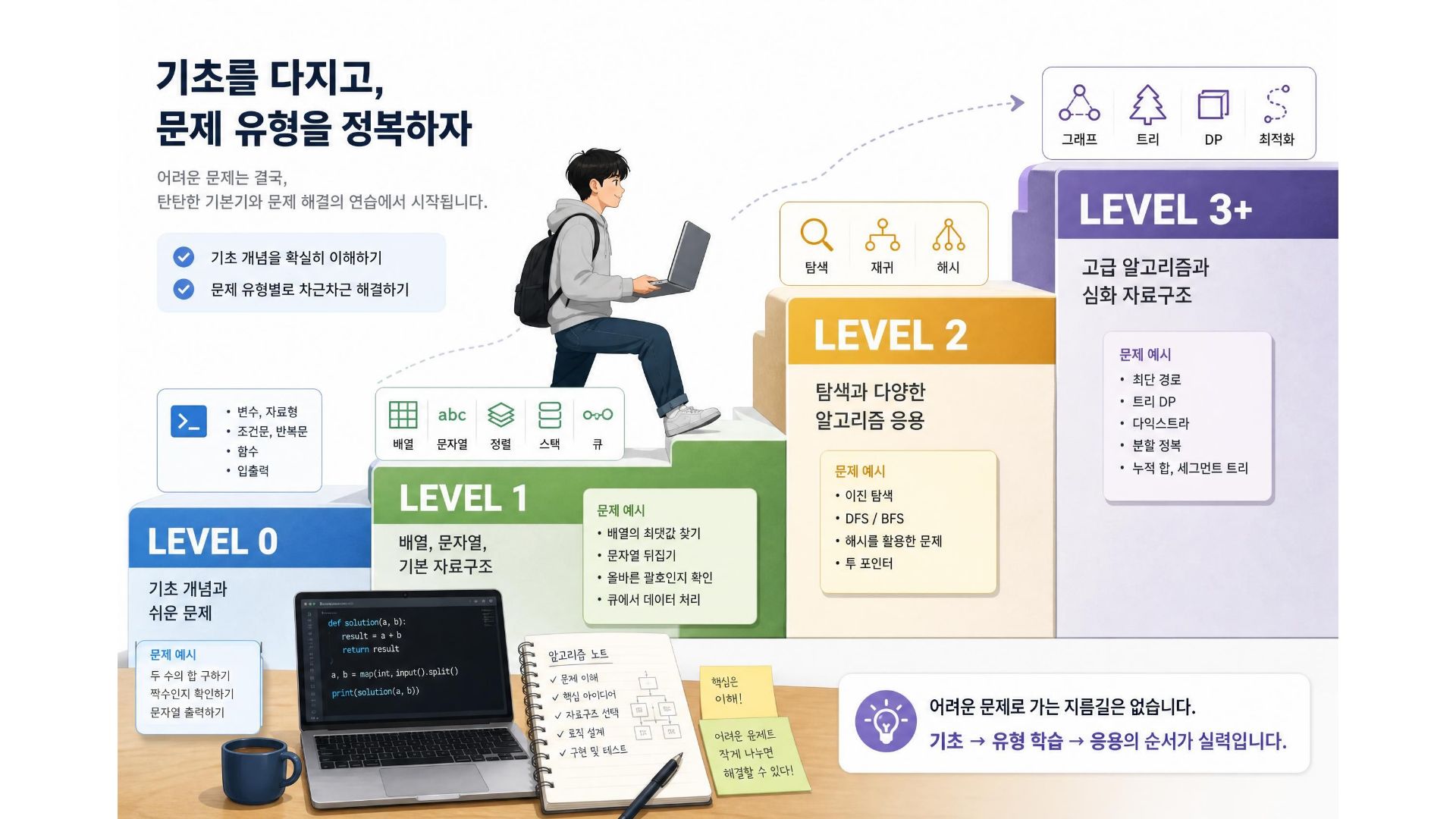 프로그래머스 레벨별 추천 학습 순서입니다.