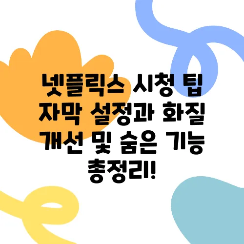 넷플릭스 시청 팁 자막 설정과 화질 개선 및 숨은 기능 총정리!