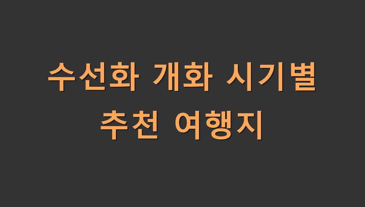 수선화 개화 시기별 추천 여행지